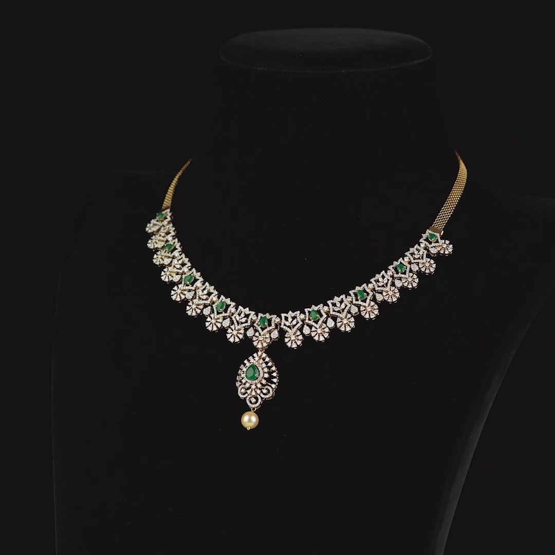 Diamond Color stones Short Necklace