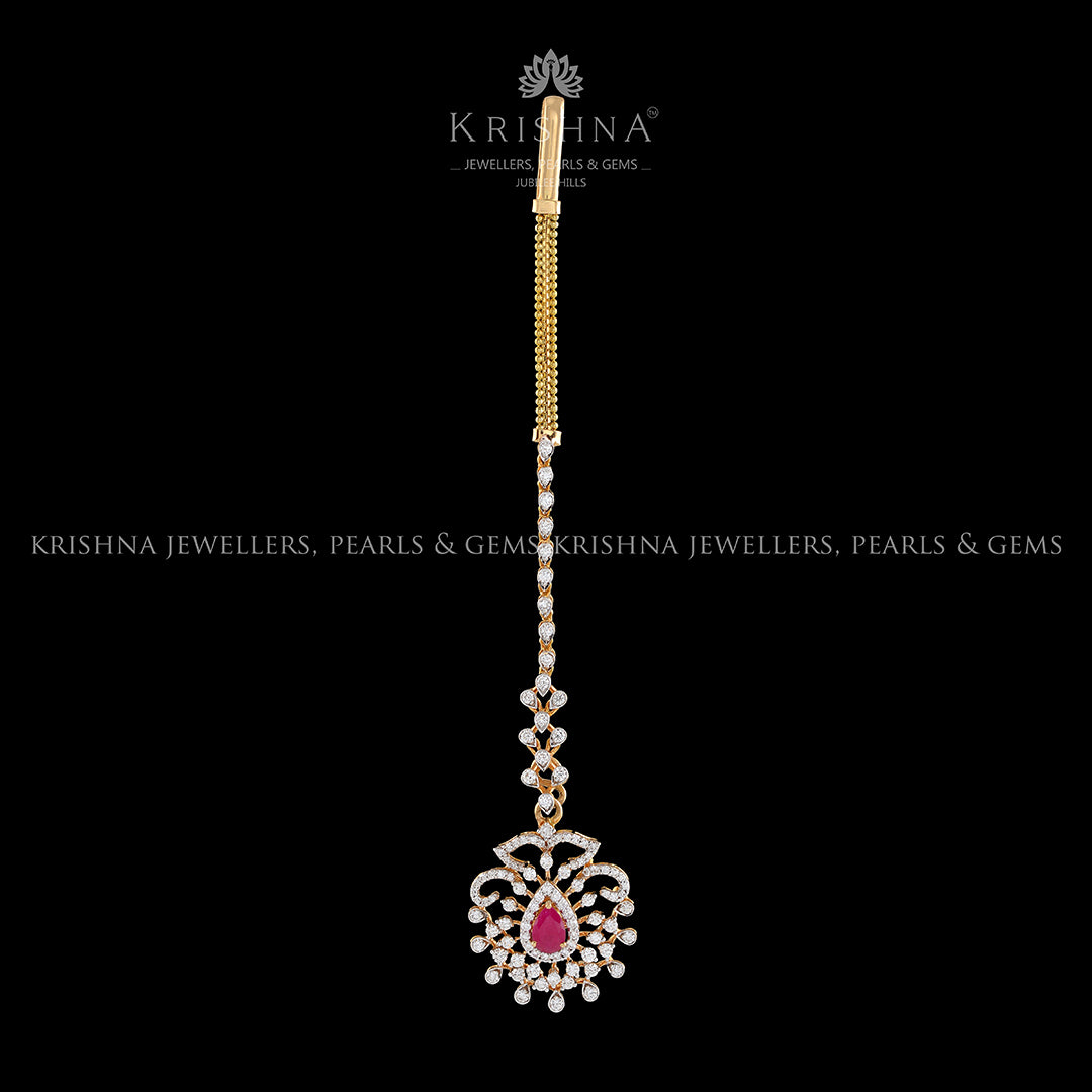Diamond Maang Tikka JDGMT0080 - Krishna Jewellers Pearls and Gems