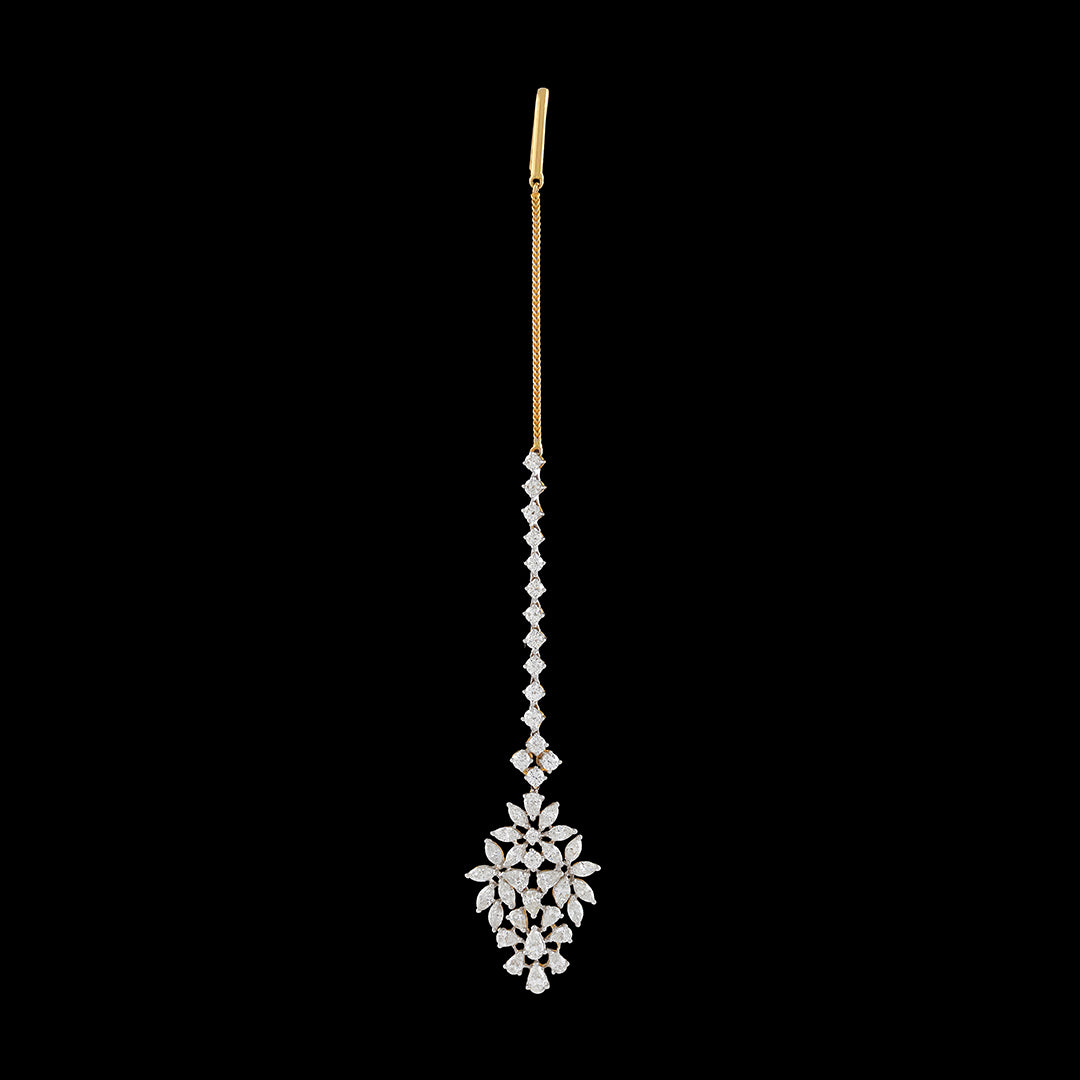 Floral Diamond Maang Tikka - Krishna Jewellers Pearls and Gems
