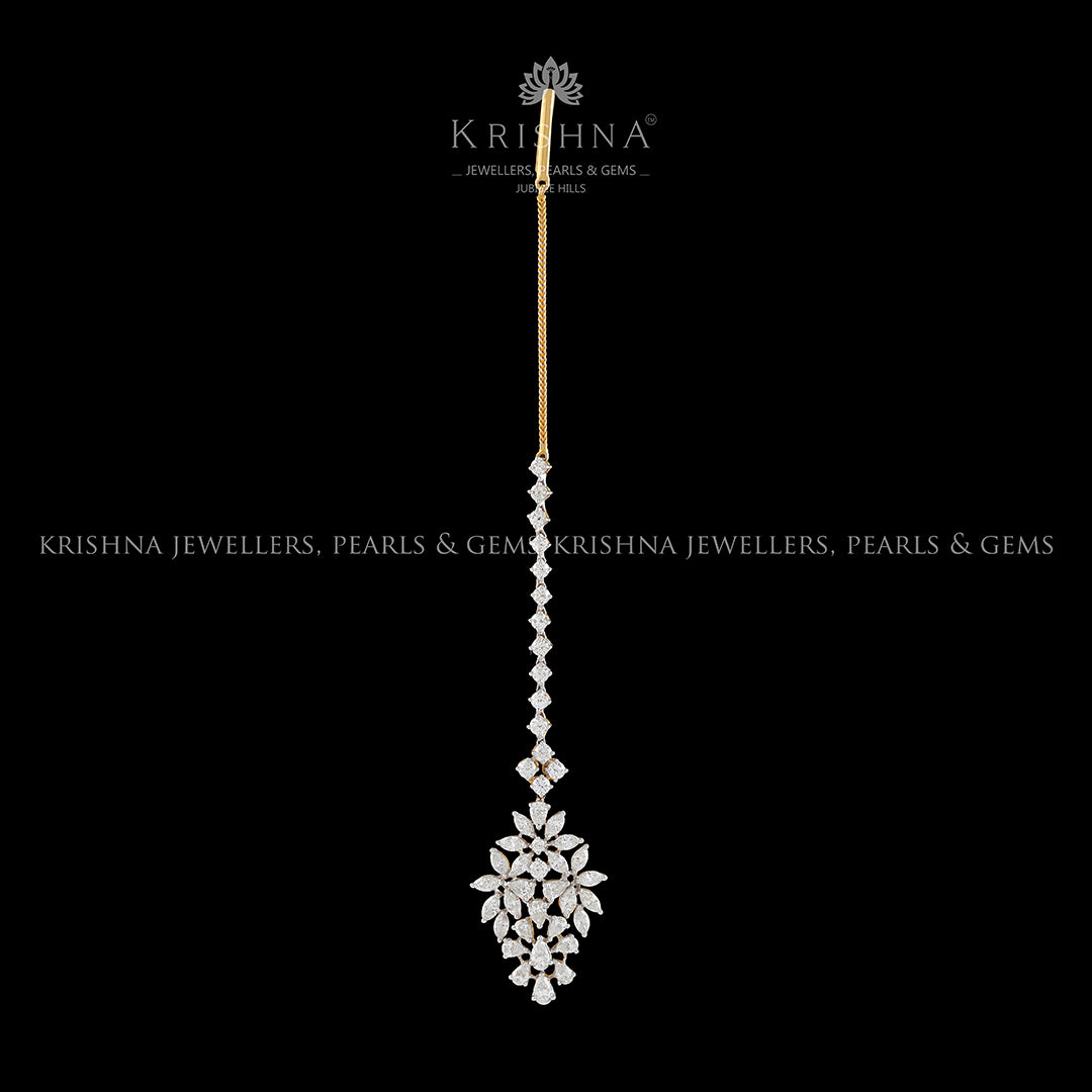 Floral Diamond Maang Tikka - Krishna Jewellers Pearls and Gems