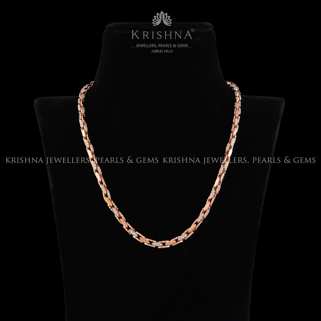 Diamond Chain in Rose Gold - Krishna Jewellers Pearls and Gems