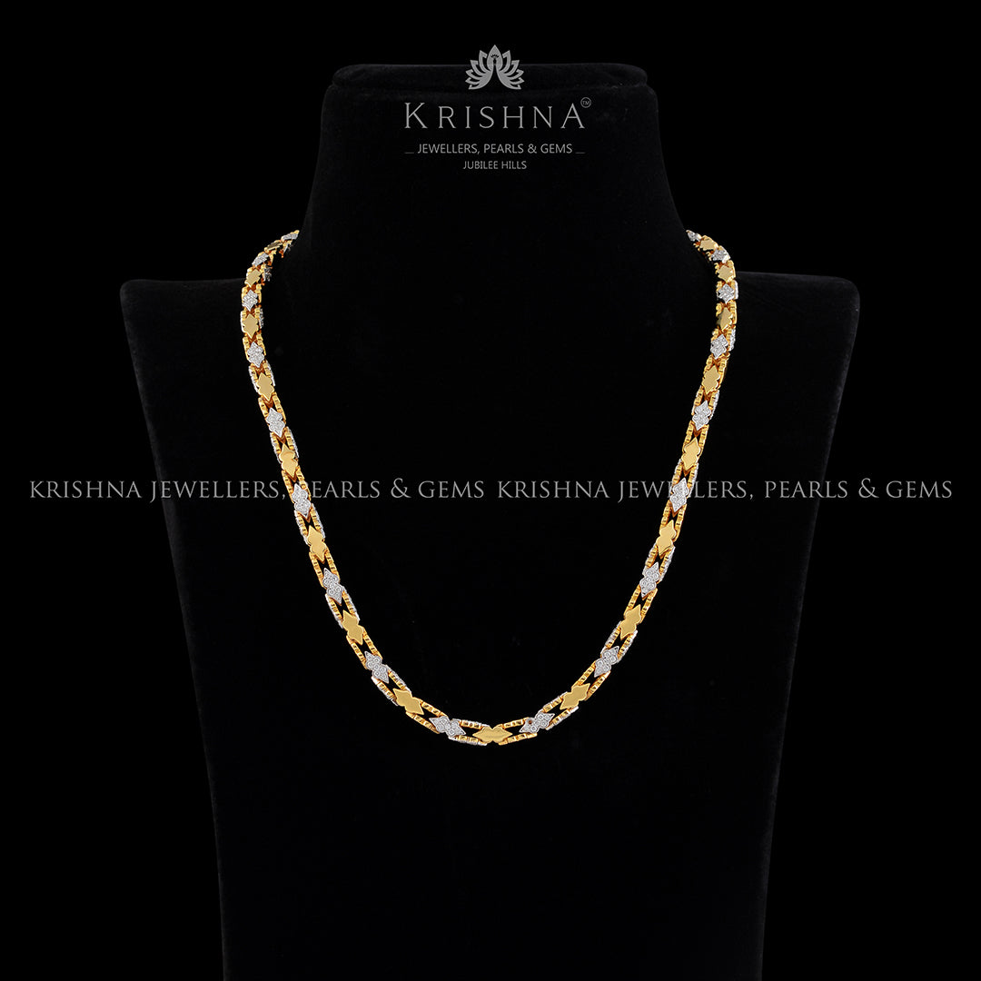 Diamond Long Chain in Rose Gold - Krishna Jewellers Pearls and Gems