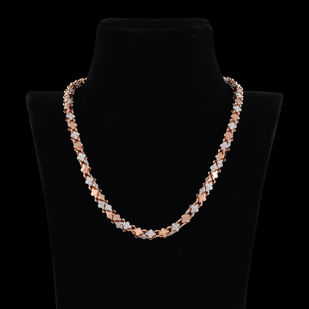 Diamond Chain in Rose Gold with Glossy Finish - Krishna Jewellers Pearls and Gems