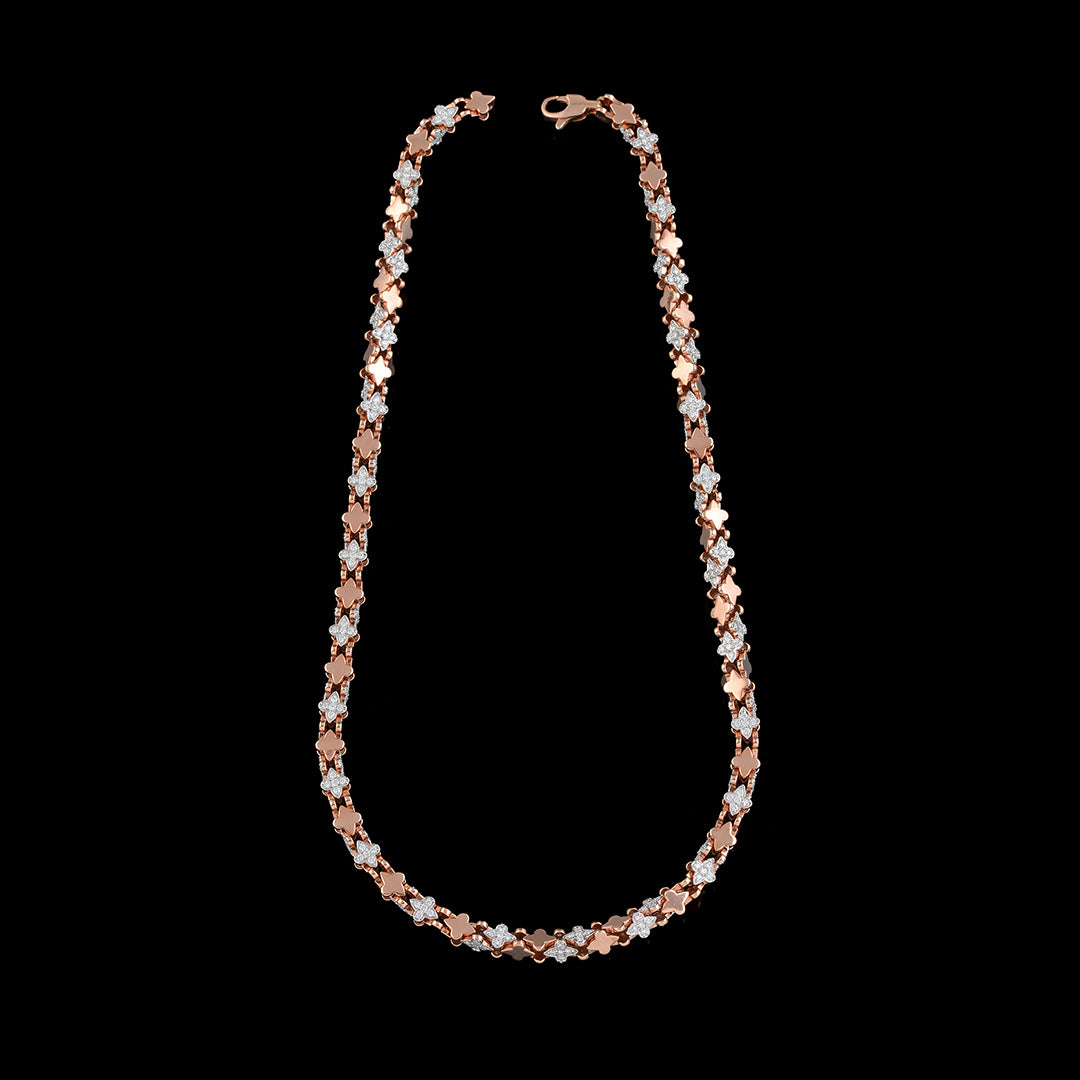Diamond Chain in Rose Gold with Glossy Finish - Krishna Jewellers Pearls and Gems