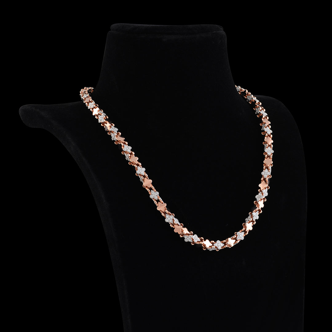 Diamond Chain in Rose Gold with Glossy Finish - Krishna Jewellers Pearls and Gems