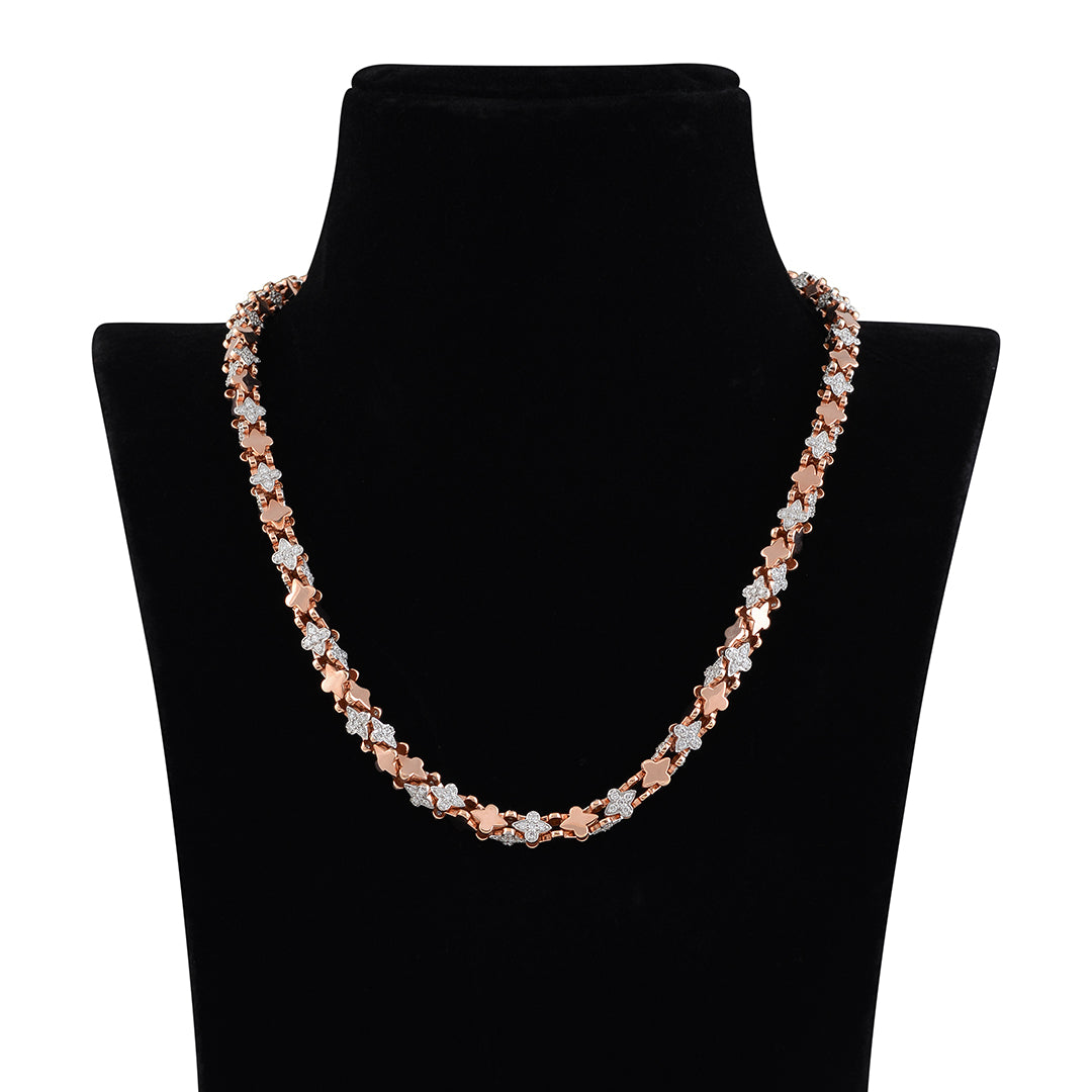 Diamond Chain in Rose Gold with Glossy Finish - Krishna Jewellers Pearls and Gems
