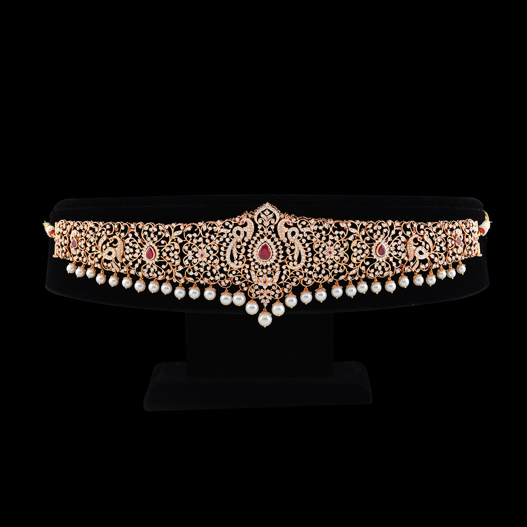 Diamond Vaddanam in Peacock Motif - Krishna Jewellers Pearls and Gems