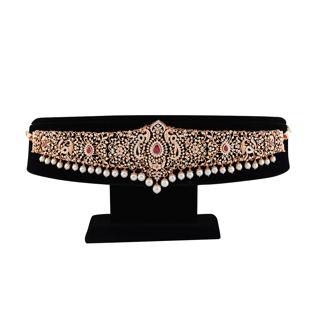 Diamond Vaddanam in Peacock Motif - Krishna Jewellers Pearls and Gems