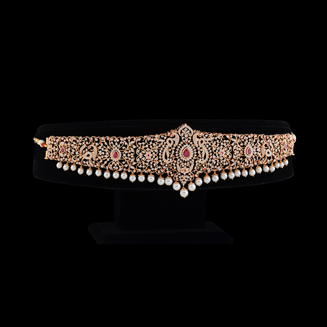 Diamond Vaddanam in Peacock Motif - Krishna Jewellers Pearls and Gems