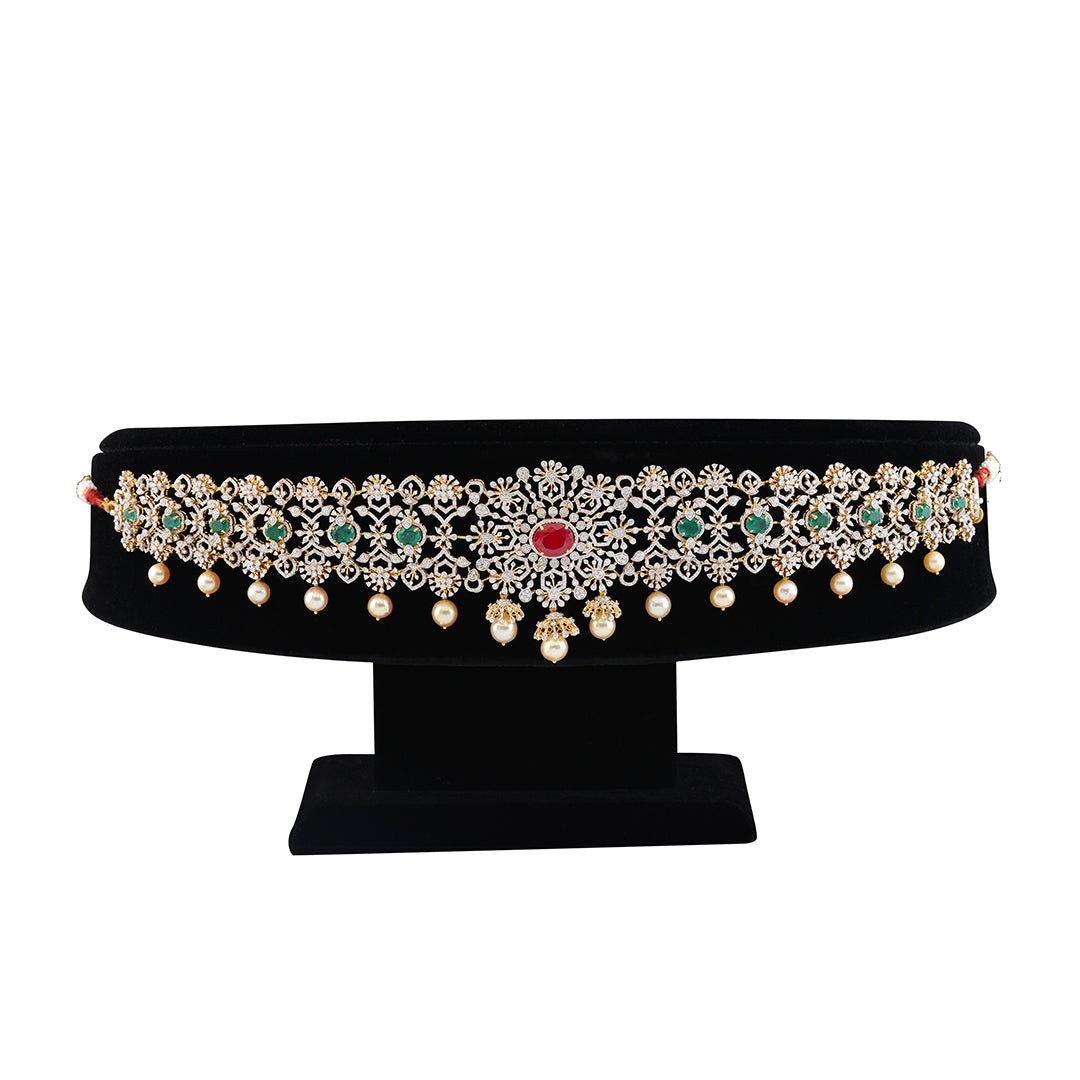 Diamond Vaddanam in Floral Motif - Krishna Jewellers Pearls and Gems