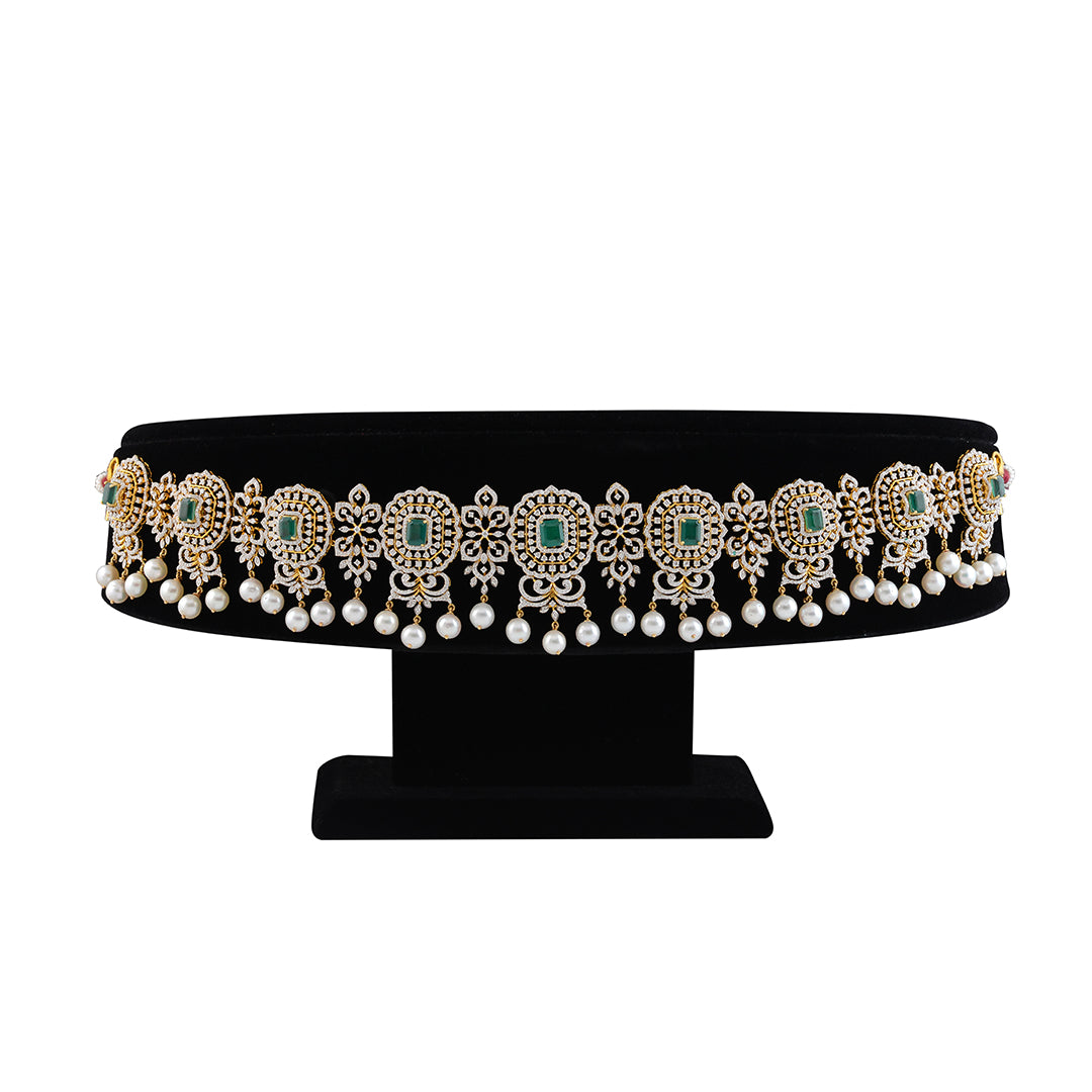 18K South Indian Diamond Vaddanam - Krishna Jewellers Pearls and Gems