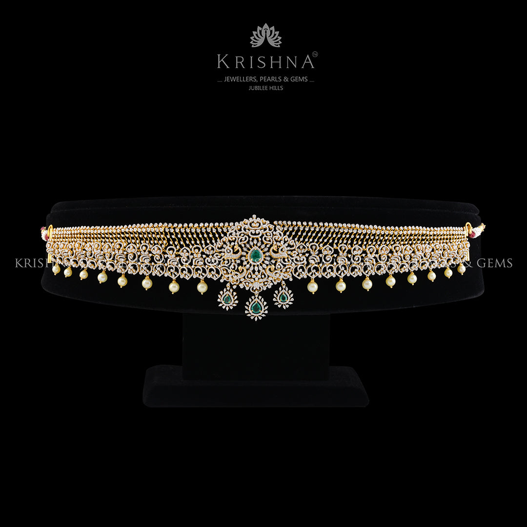 Traditional Diamond Vaddanam - Krishna Jewellers Pearls and Gems