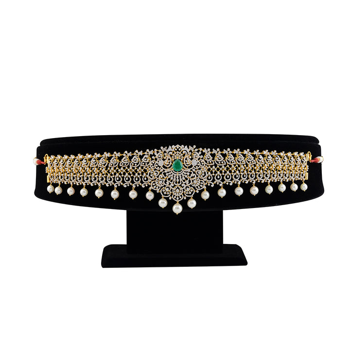 Diamond Vaddanam with Pearls Hanging - Krishna Jewellers Pearls and Gems