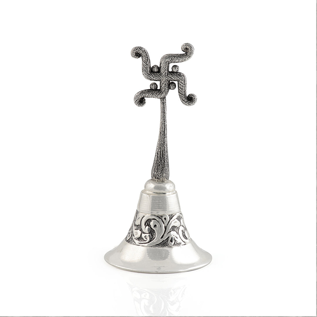 Silver Swastik Pooja Bell - Krishna Jewellers Pearls and Gems