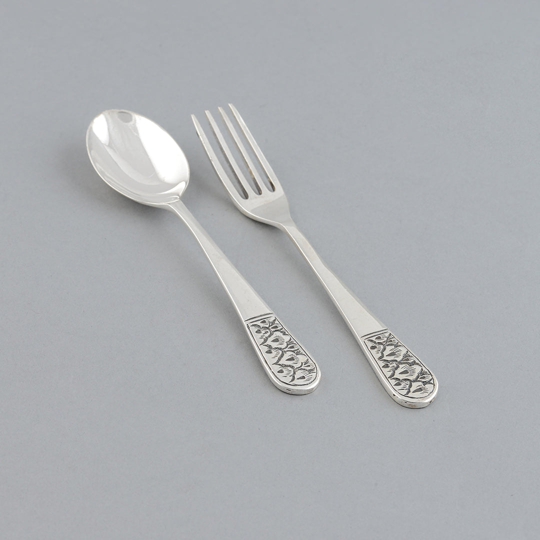 Silver Floral Design Dinner Set - Krishna Jewellers Pearls and Gems