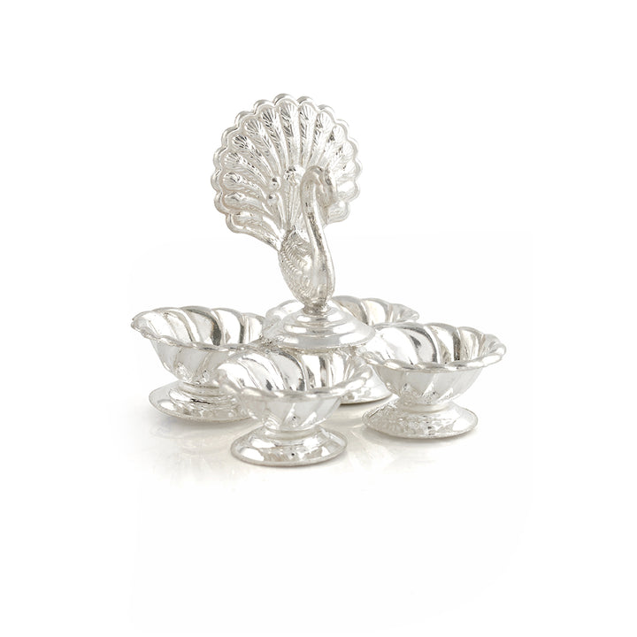 Peacock themed silver panchapali - Krishna Jewellers Pearls and Gems