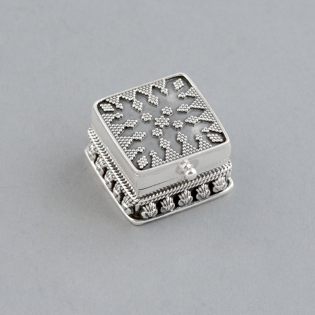 Silver Square KumKum Box - Krishna Jewellers Pearls and Gems