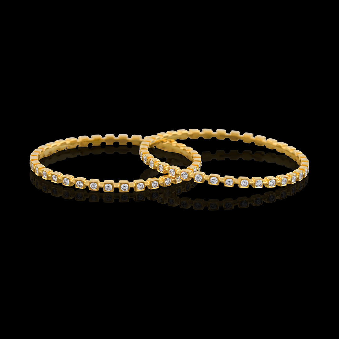 Classy Single Line Diamond Bangle Sets - Krishna Jewellers Pearls and Gems