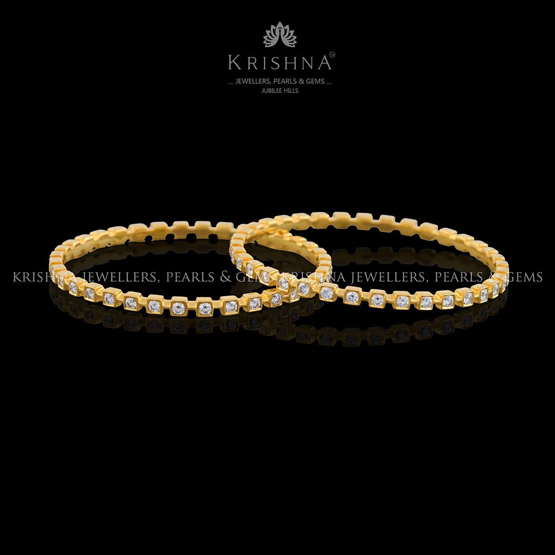 Classy Single Line Diamond Bangle Sets - Krishna Jewellers Pearls and Gems