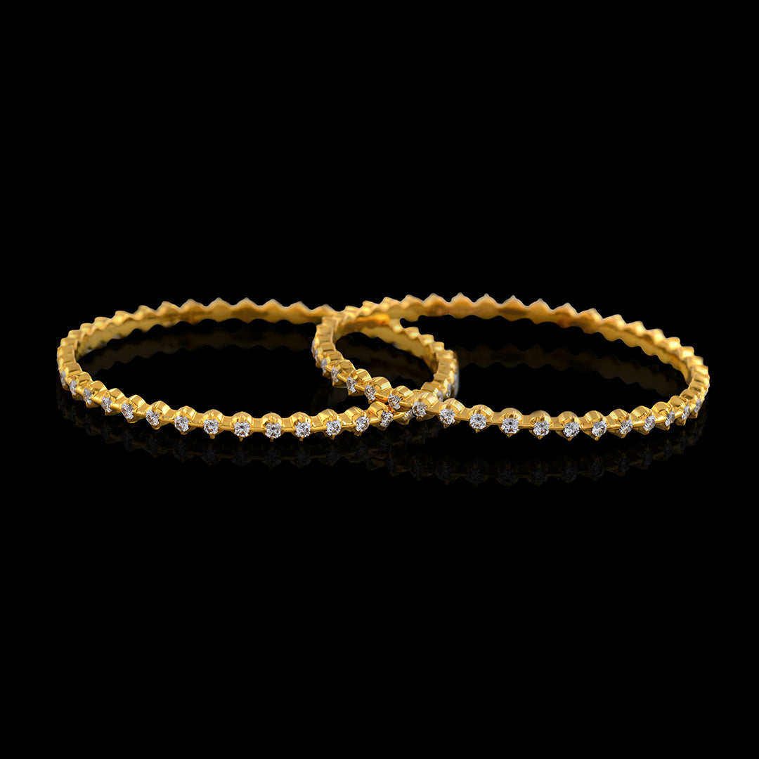 Plain Single Line Diamond Bangle Sets - Krishna Jewellers Pearls and Gems