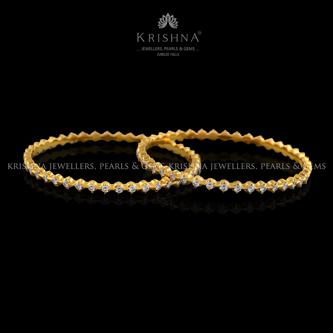 Plain Single Line Diamond Bangle Sets - Krishna Jewellers Pearls and Gems