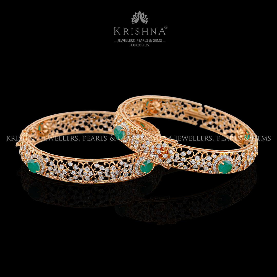 Regal Diamond Bangles Set - Krishna Jewellers Pearls and Gems