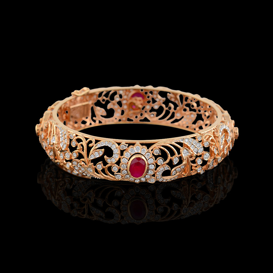 Queenly Diamond Bangle Design - Krishna Jewellers Pearls and Gems