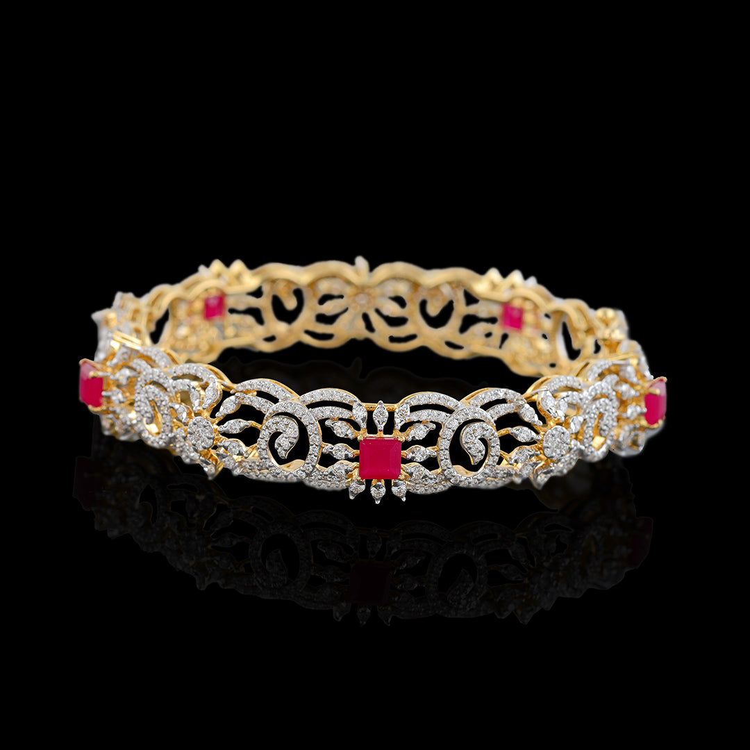 Diamond Ruby Bangle - Krishna Jewellers Pearls and Gems