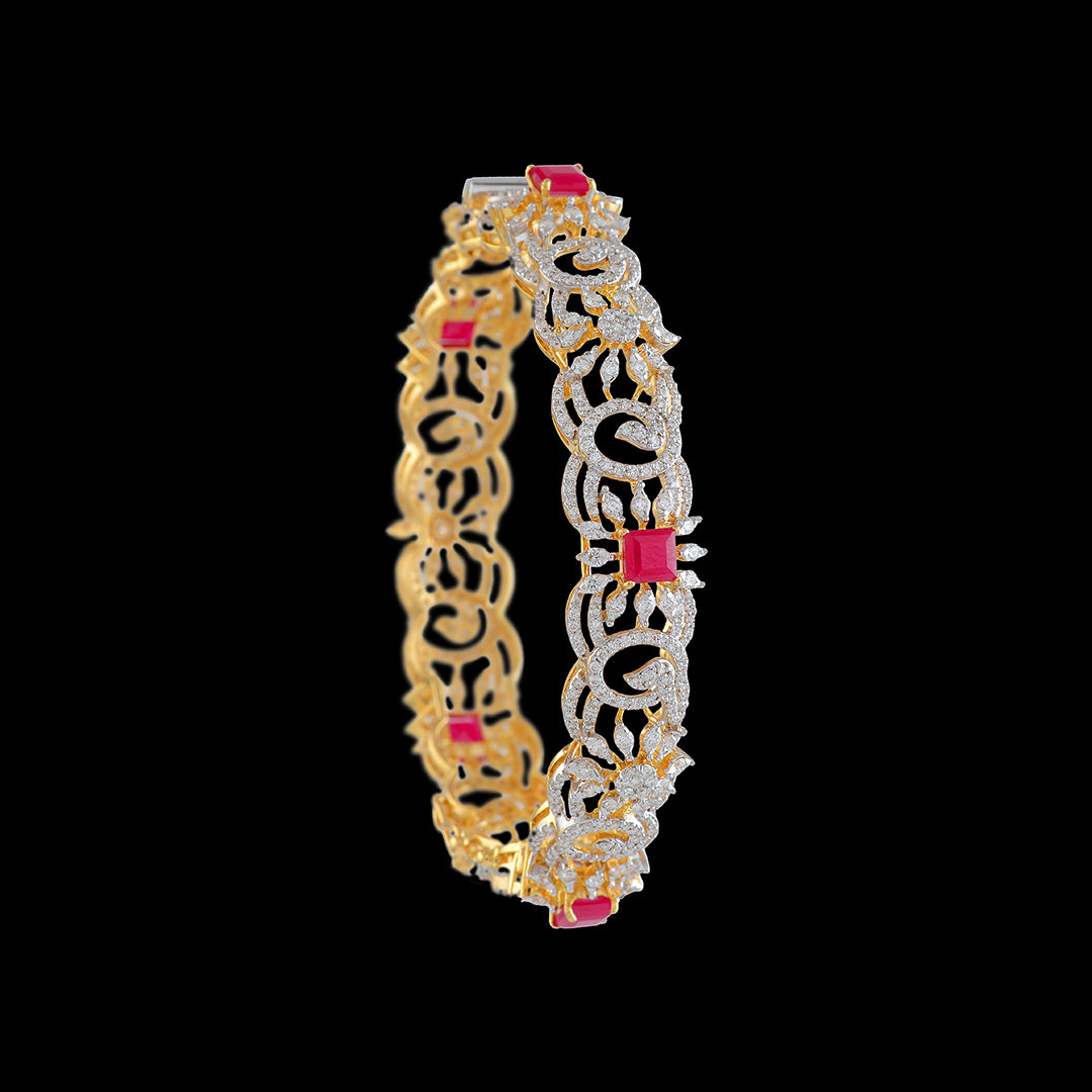 Diamond Ruby Bangle - Krishna Jewellers Pearls and Gems
