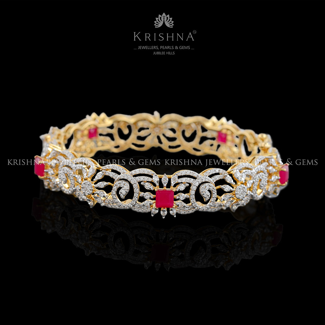 Diamond Ruby Bangle - Krishna Jewellers Pearls and Gems