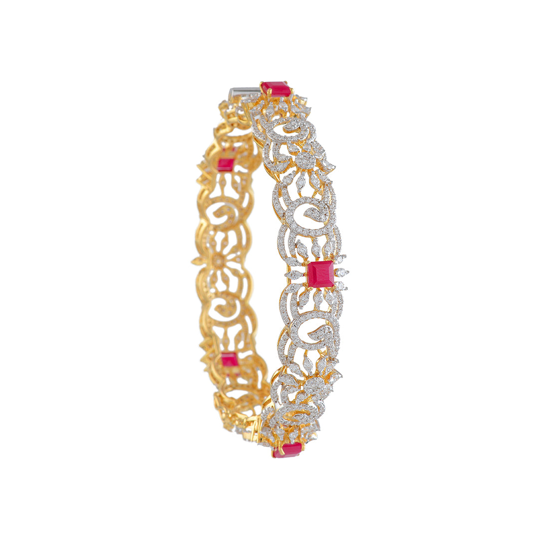 Diamond Ruby Bangle - Krishna Jewellers Pearls and Gems