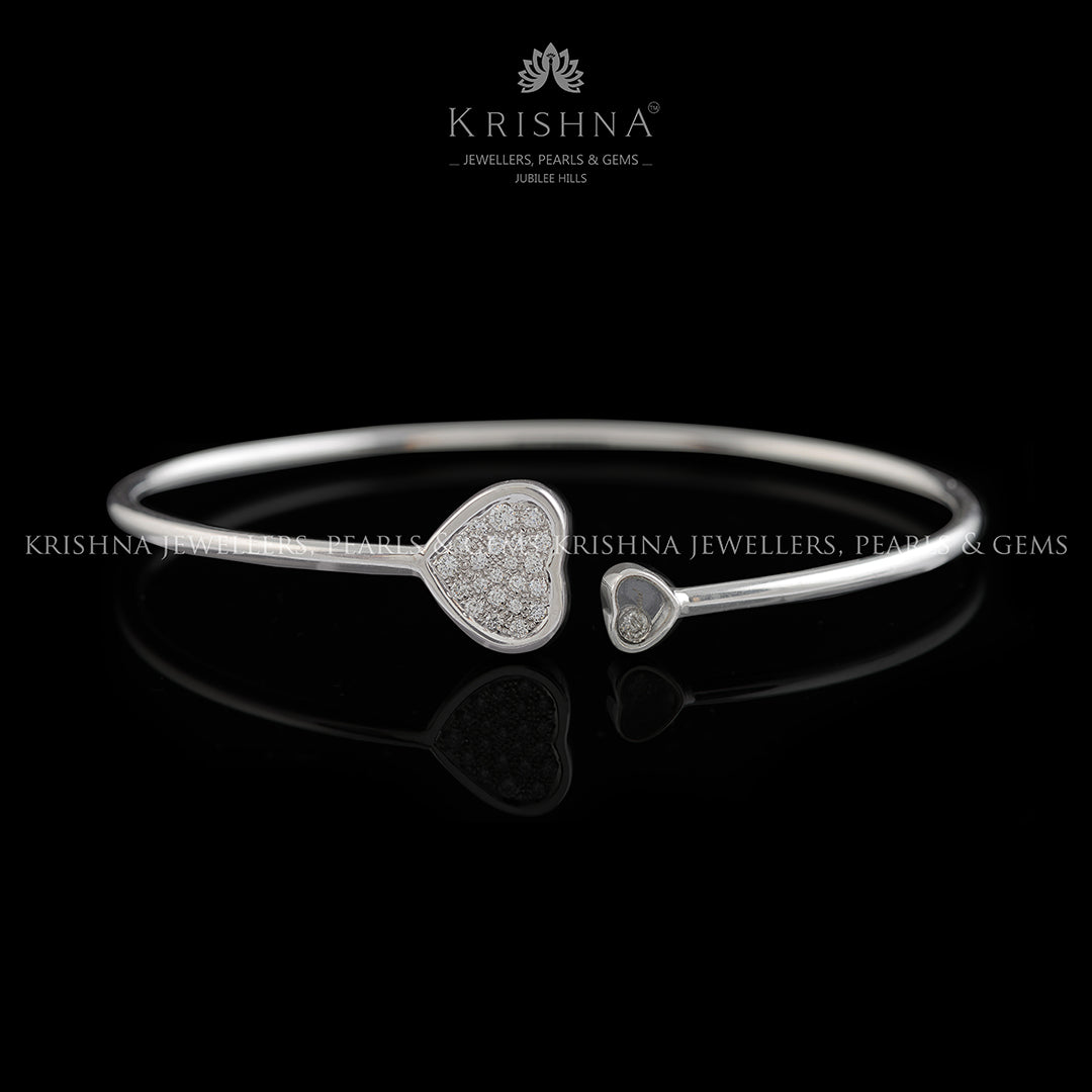 Open Curve Heart Diamond Bracelet - Krishna Jewellers Pearls and Gems