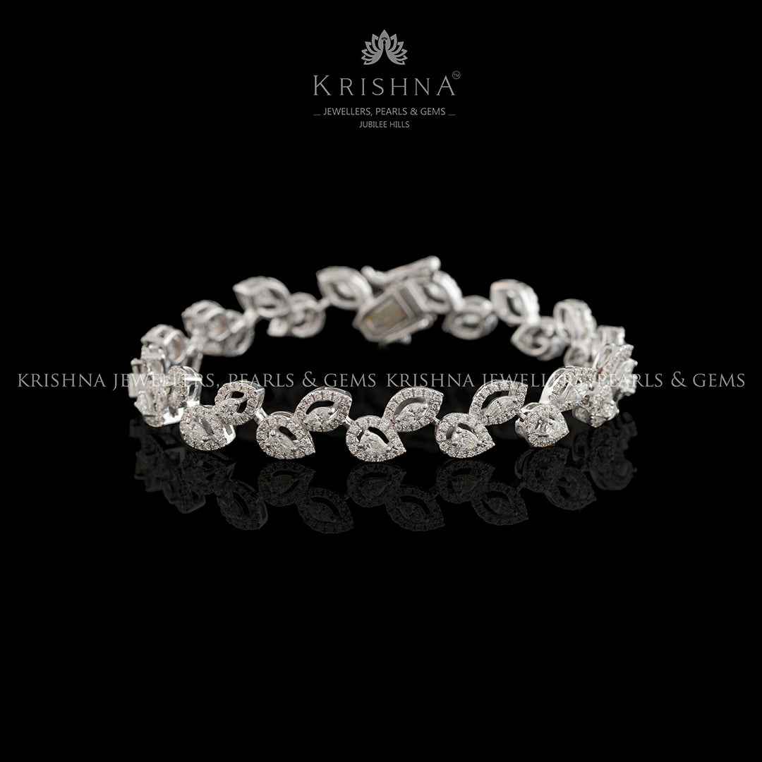 Leaf design diamond bracelet - Krishna Jewellers Pearls and Gems