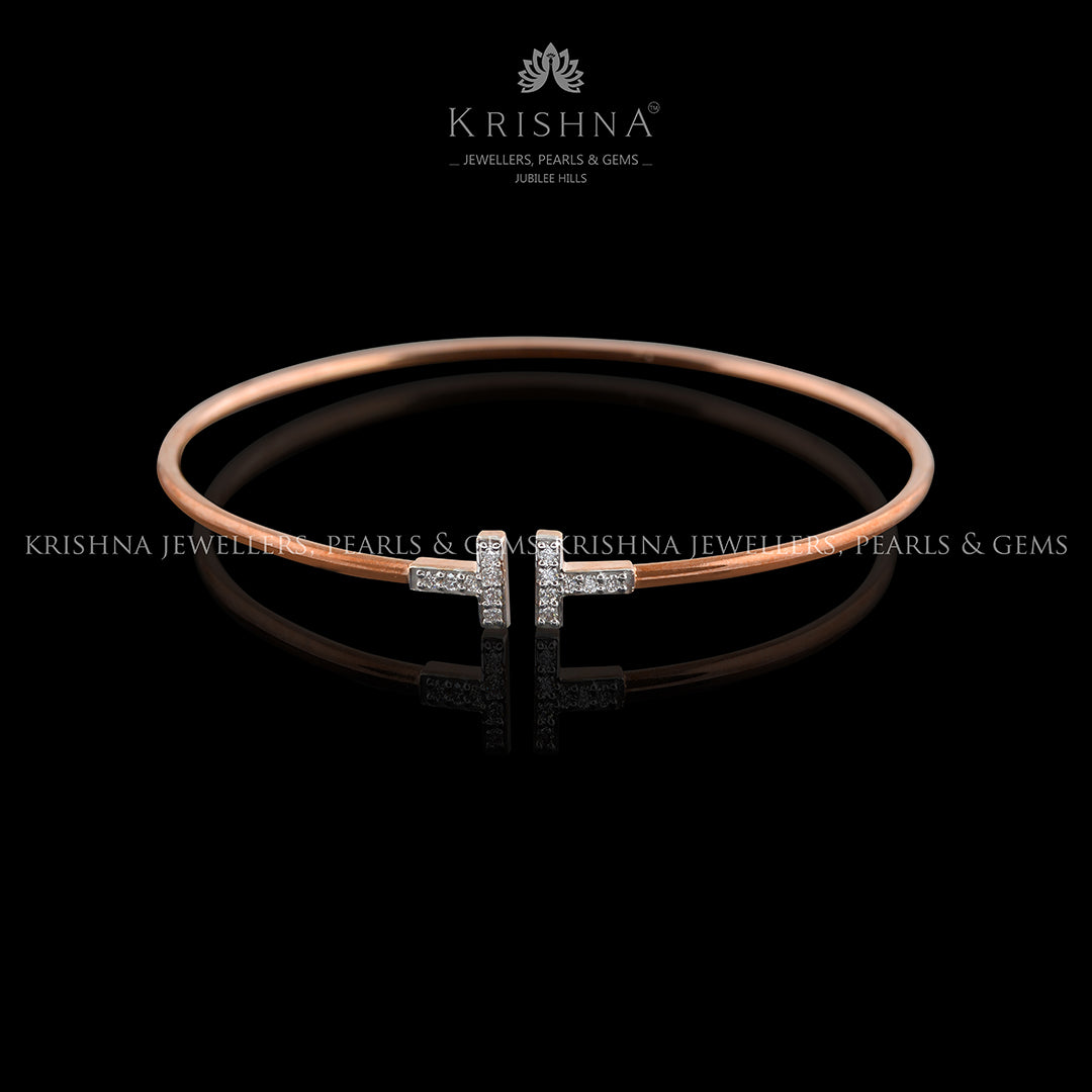 Open Curve White Gold Diamond Bracelet - Krishna Jewellers Pearls and Gems