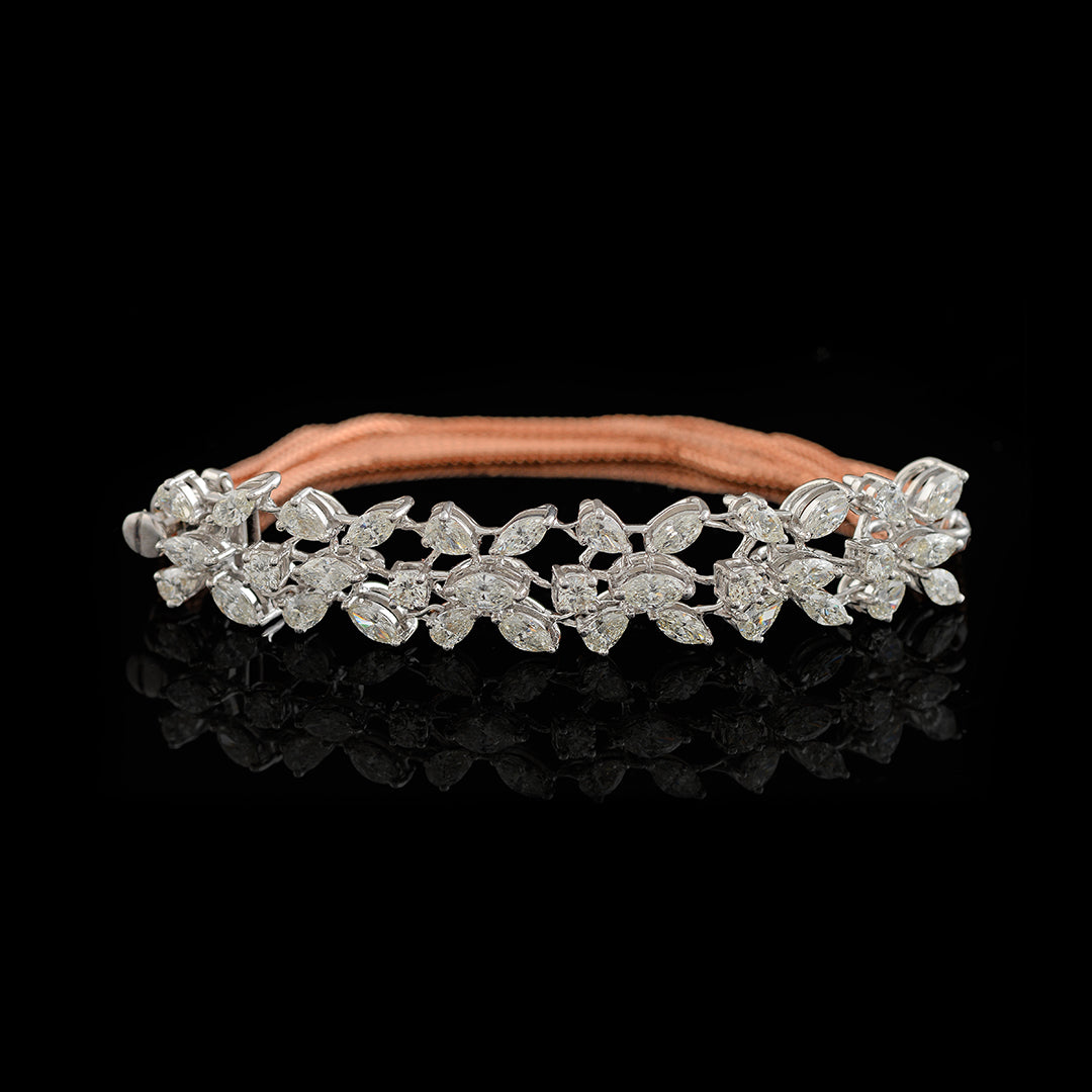 Floral Pear Shape Diamond Bracelet - Krishna Jewellers Pearls and Gems