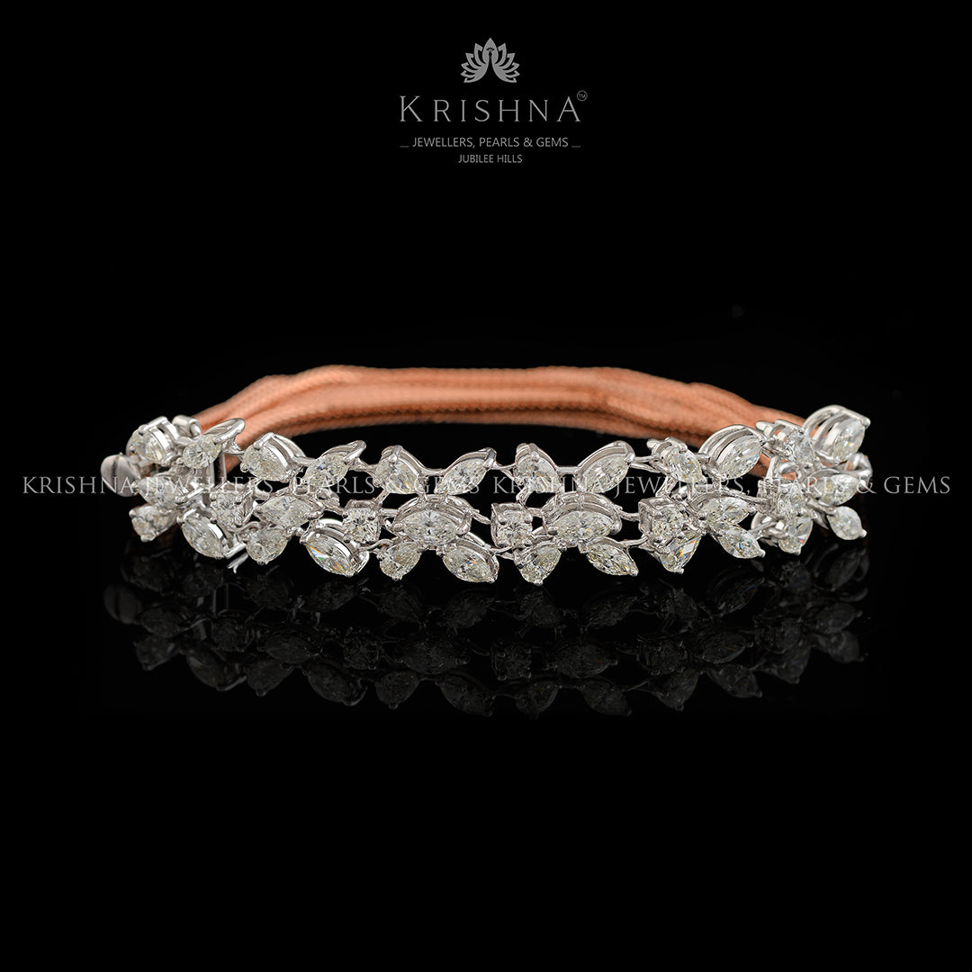 Floral Pear Shape Diamond Bracelet - Krishna Jewellers Pearls and Gems