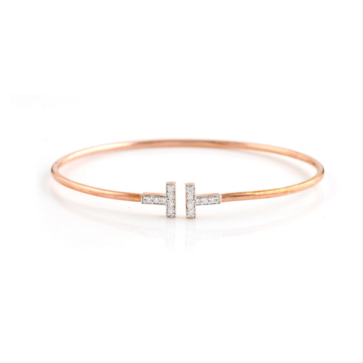 Open Curve Rose Gold Diamond Bracelet - Krishna Jewellers Pearls and Gems