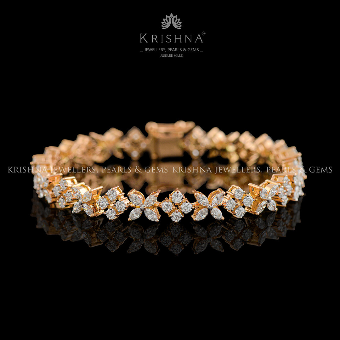 Floral diamond bracelet - Krishna Jewellers Pearls and Gems