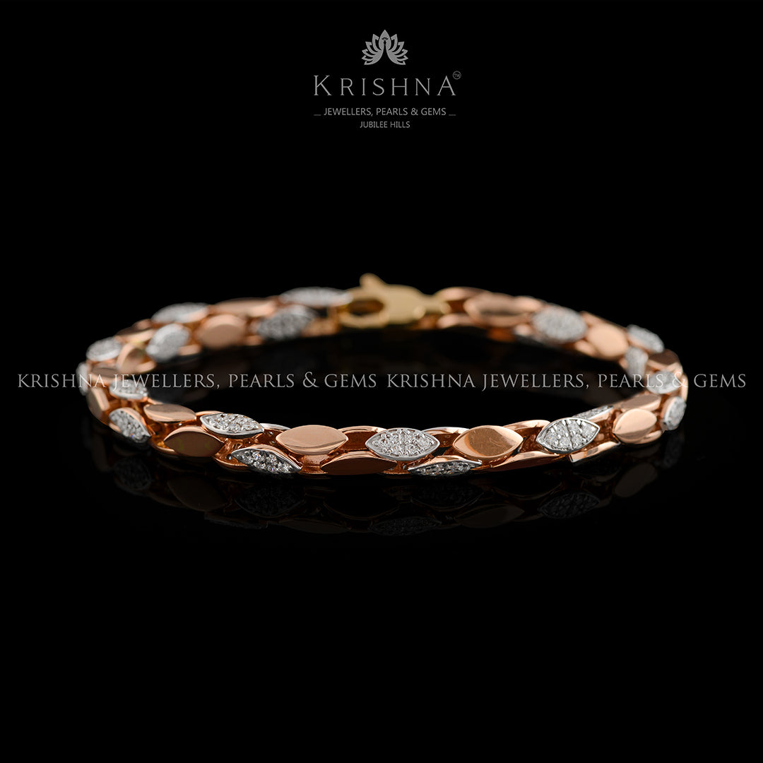Pear Mesh Diamond Bracelet in Rose Gold - Krishna Jewellers Pearls and Gems