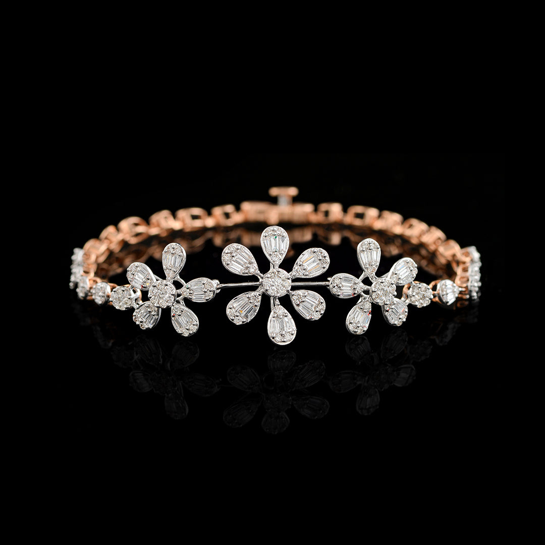 Flower Diamond Tennis Bracelet - Krishna Jewellers Pearls and Gems