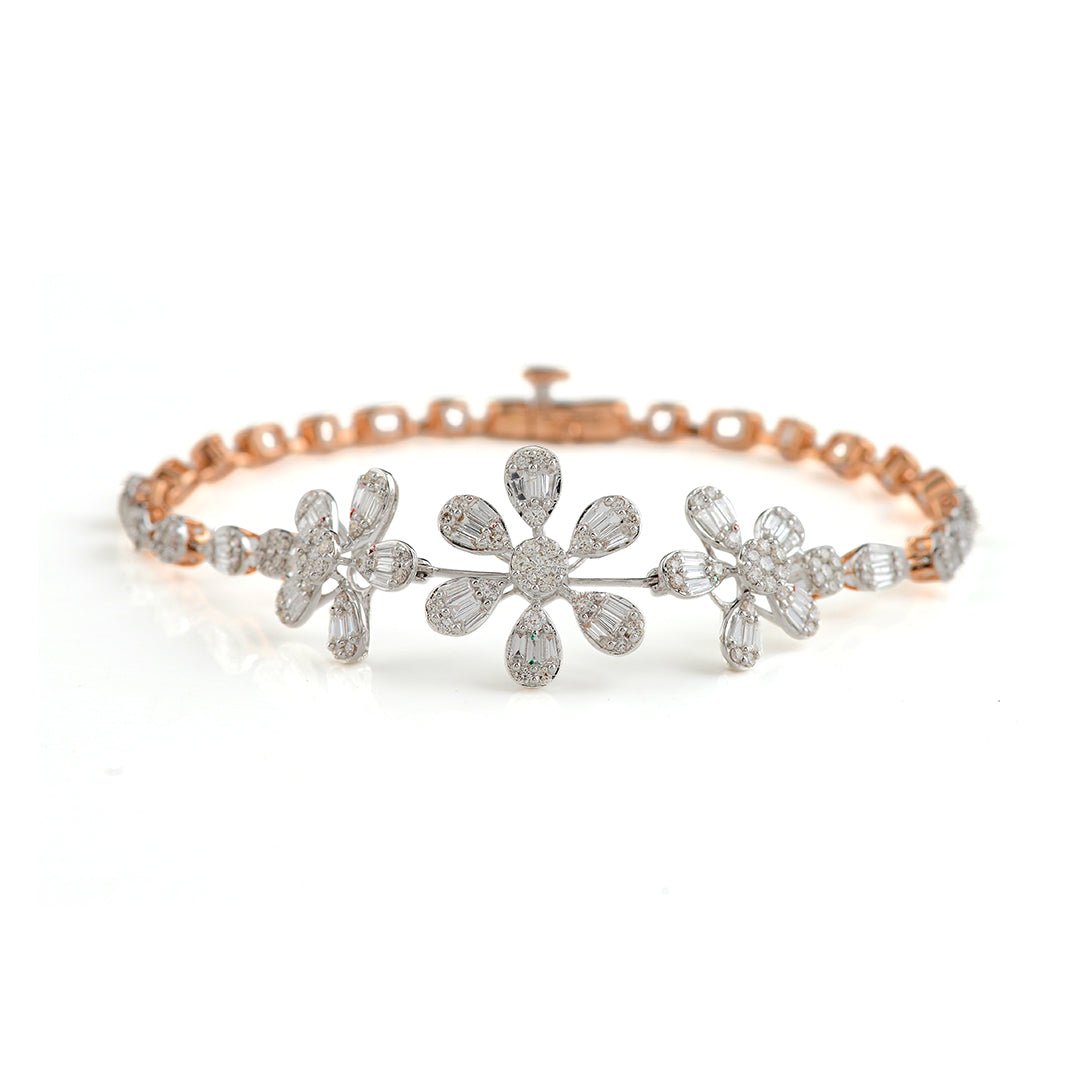 Flower Diamond Tennis Bracelet - Krishna Jewellers Pearls and Gems