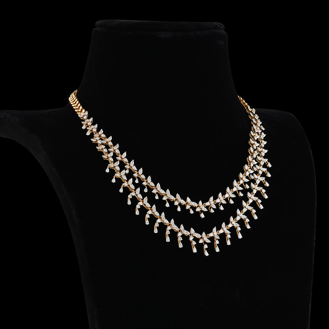 2 Layerd Diamond Choker Necklace - Krishna Jewellers Pearls and Gems