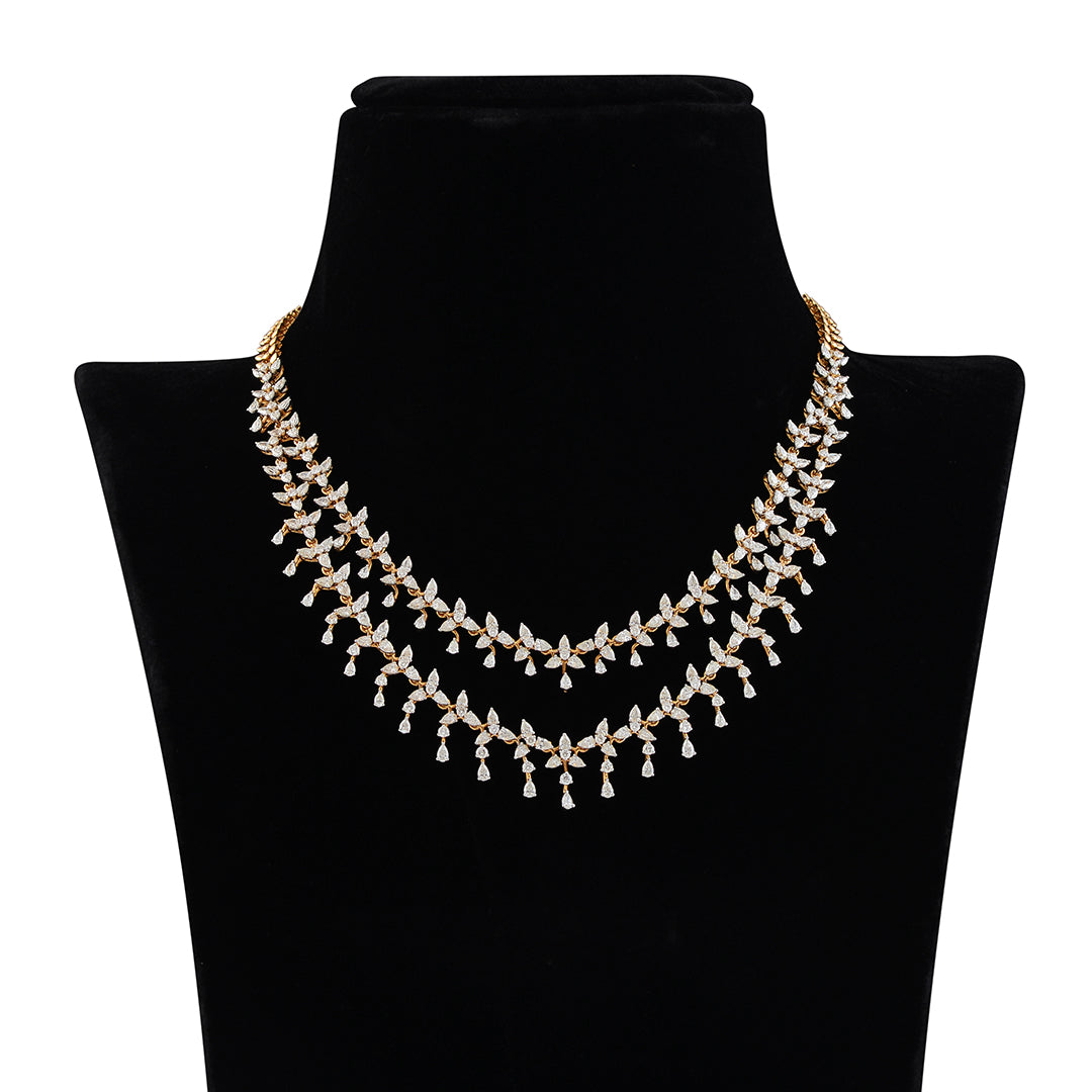 2 Layerd Diamond Choker Necklace - Krishna Jewellers Pearls and Gems