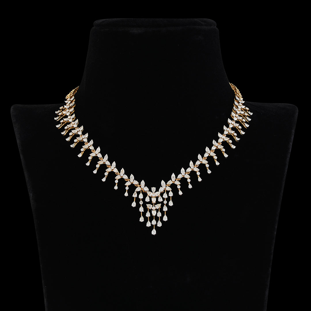 Light weight 18k diamond necklace - Krishna Jewellers Pearls and Gems
