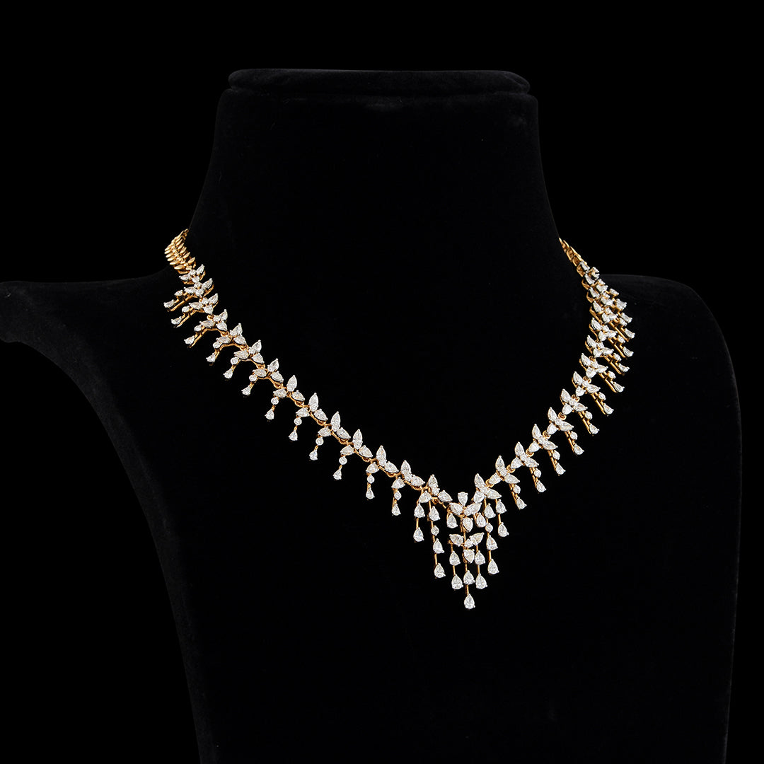 Light weight 18k diamond necklace - Krishna Jewellers Pearls and Gems