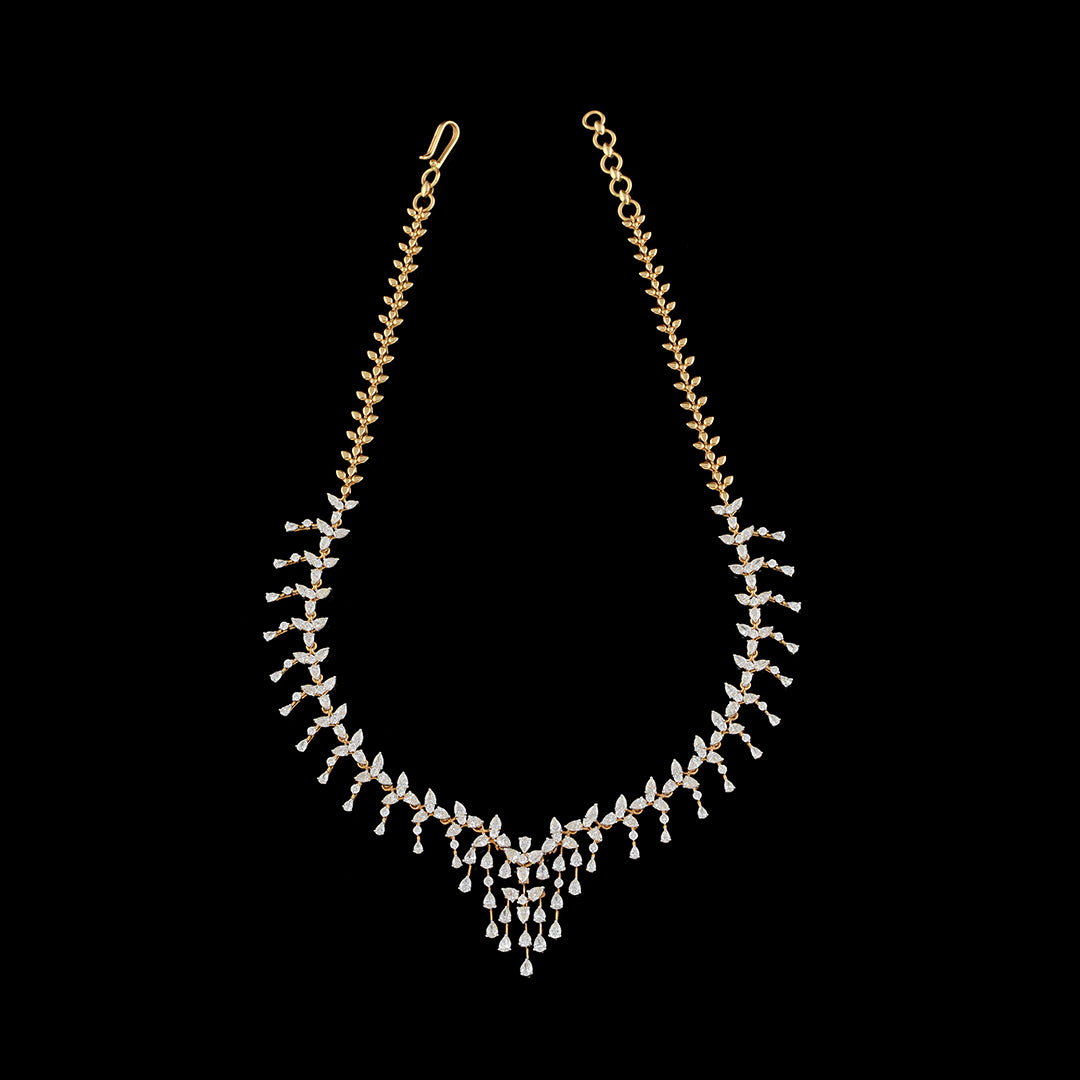 Light weight 18k diamond necklace - Krishna Jewellers Pearls and Gems