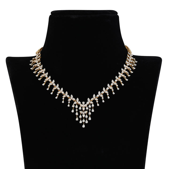 Light weight 18k diamond necklace - Krishna Jewellers Pearls and Gems