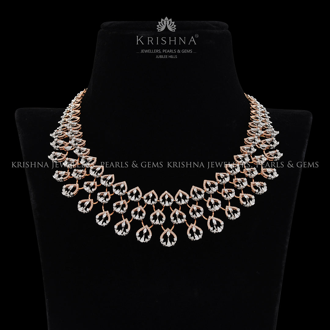 Designer Diamond Choker Necklace - Krishna Jewellers Pearls and Gems