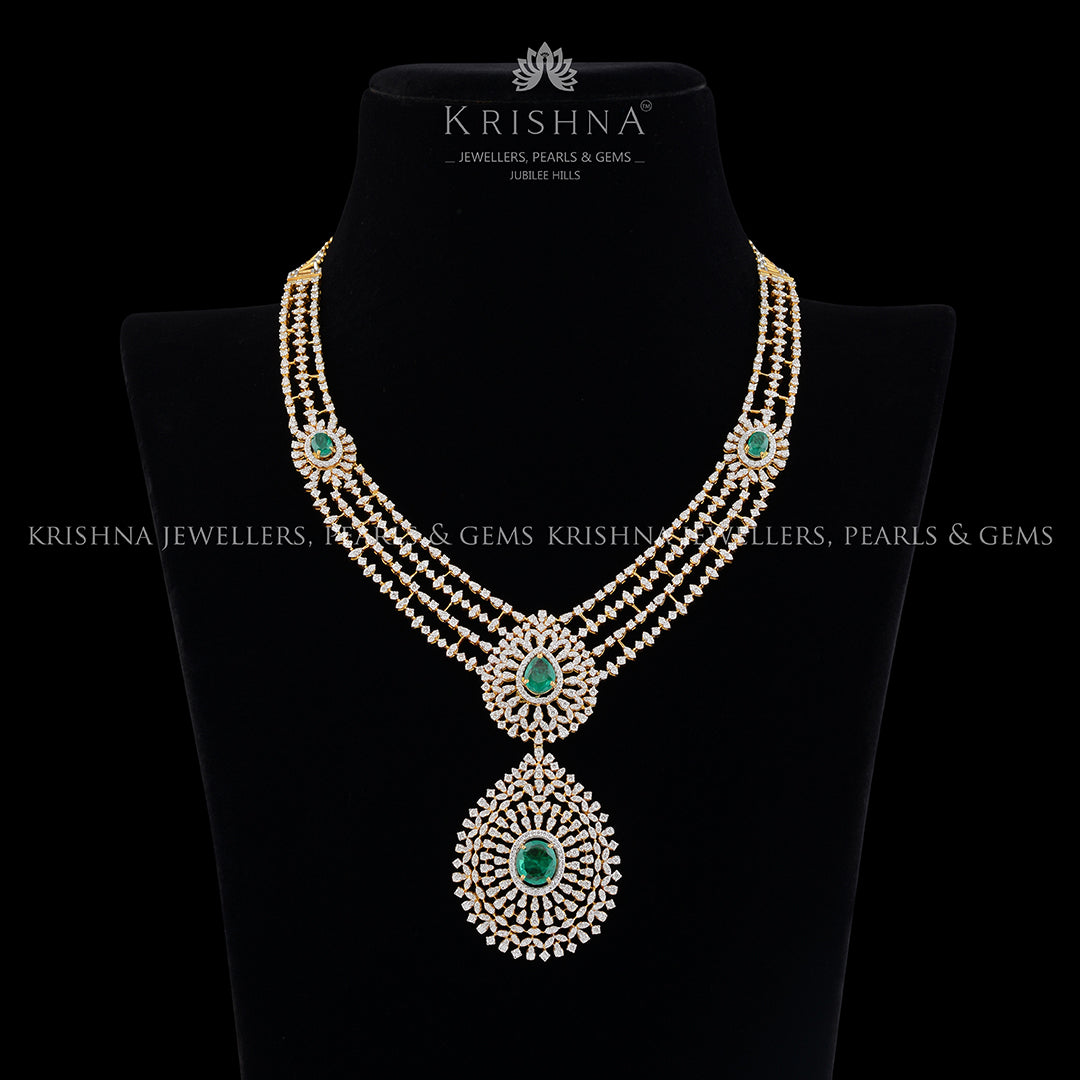 4 Layerd Diamond Haram - Krishna Jewellers Pearls and Gems