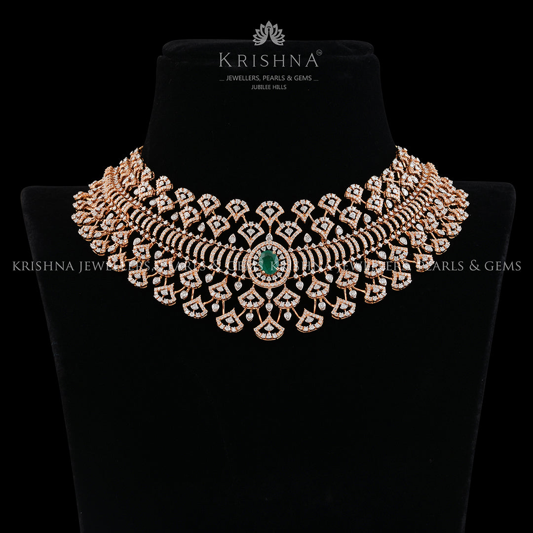 pear shaped Diamond ruby choker - Krishna Jewellers Pearls and Gems